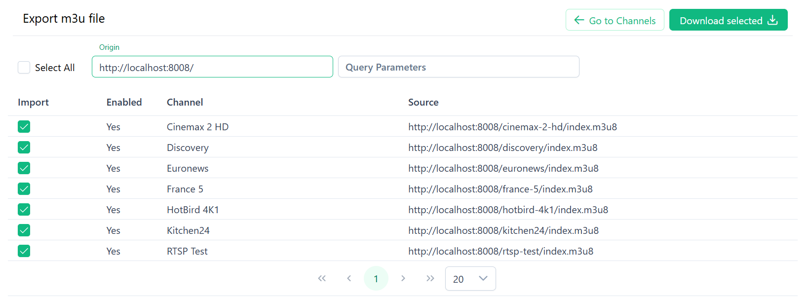 Channels export m3u file