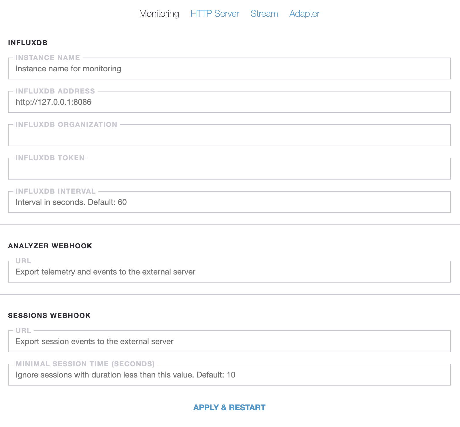 Opciones de Monitoreo