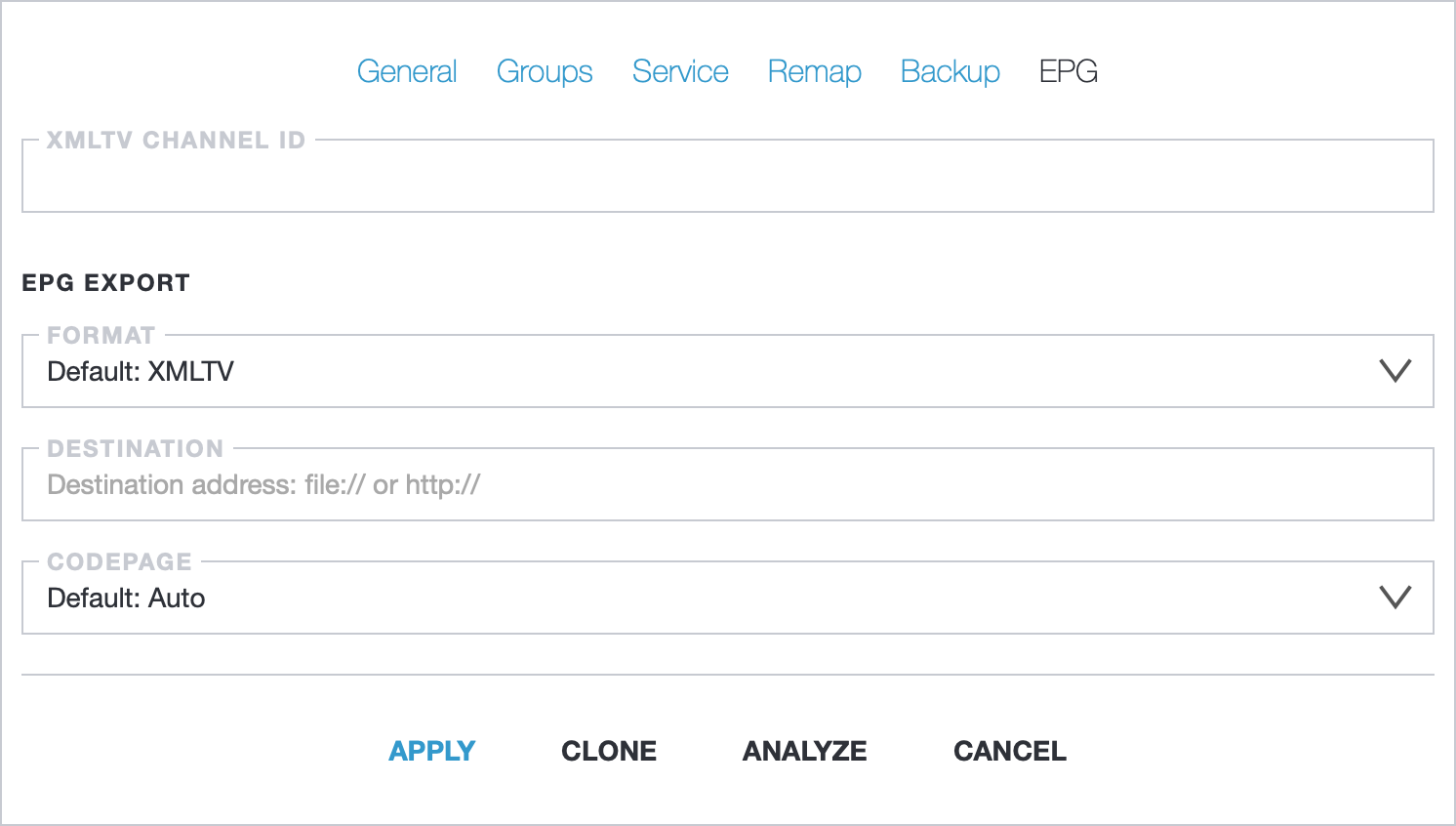 Stream EPG Export Options