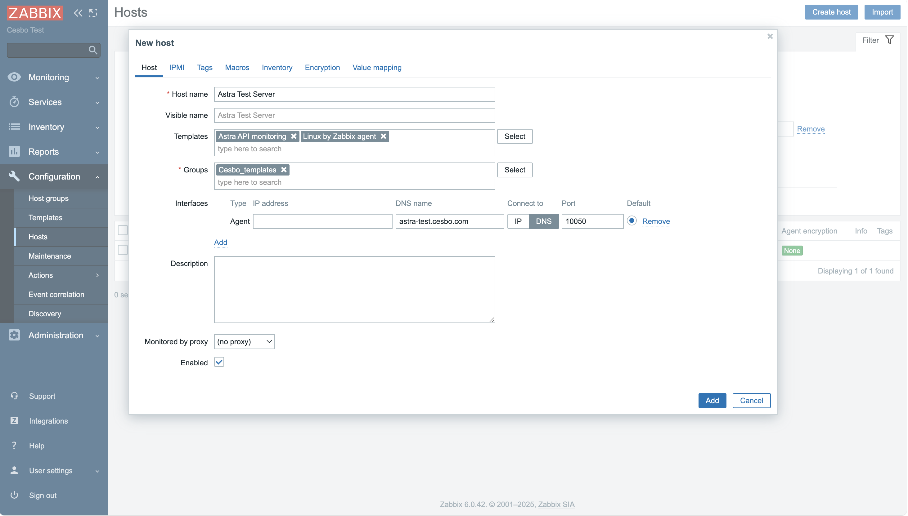 Zabbix Host Configuration